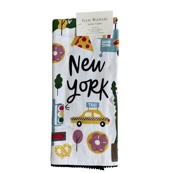 Isaac Mizrahi Kitchen Towels World Cities NEW YORK Multicolor Set of 2 NEW - Picture 7 of 9